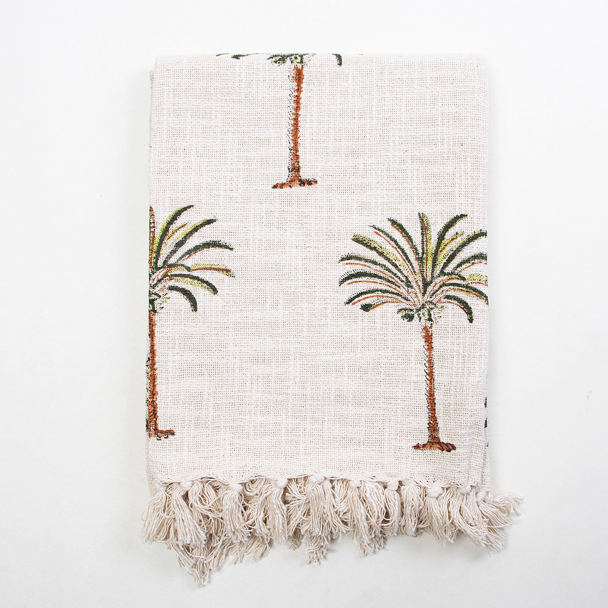 Date Palm Tree Print Handcrafted Sofa Throw